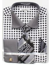 Black And White Net Pateern Dress Shirt