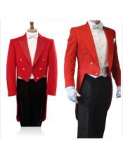  JSM-4534 Double Breasted Red Long Blazer Black Pants 3