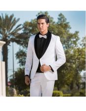 SingleBreastedTwoTonedTuxedoWhite&BlackVelvetLapel