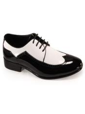  JSM-4847 Bold Black and White Wingtip Two toned Shiny