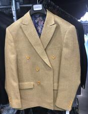  JSM-4854 Mens Double breasted blazer sport coat jacket Gold