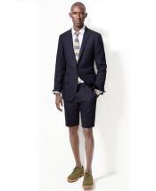  GD1817 Mens Navy Blue Summer Business Suits With Shorts