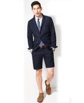  GD1820 Mens Summer Business Suits With Navy Blue Shorts