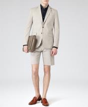  GD1822 Mens Gray Summer Business Suits With Shorts Pants