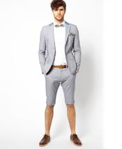  GD1824 Mens Summer Business Light Gray Suits With Shorts