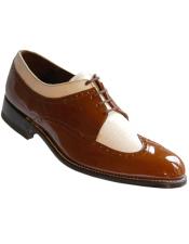   Mens Leather Sole Wingtip Brown~White