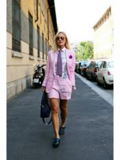  MO668 womens Linen Fabric summer business suits with shorts