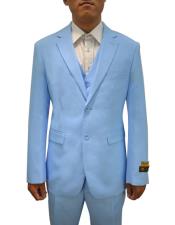  Alberto Nardoni mens Vested 3 Piece Suit Sky Blue