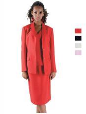  L231V Womens 3 Button Notch Lapel Red Suit For