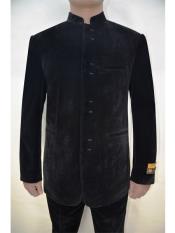  Mens Black Eight Button Fabric Suits