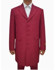  mens Burgundy Single Breasted Seven Button Zoot Suits