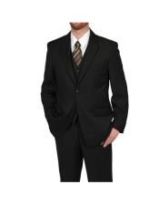  mens Single Breasted Black Polyester Two Button Classic Fit