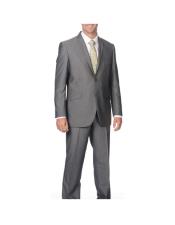  mens Silver Single Breasted Double Vent Two Button Suit