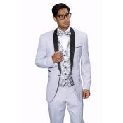  mens Capri Black and Silver Suit Tuxedo Suit