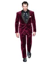  Velvet Suit Mens Single Breasted Dark