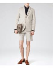  Summer Business Suits With Shorts Pants Set  Tan