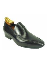  Mens Slip On Leather Loafers by Carrucci - Black