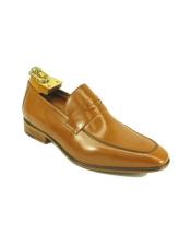  Mens Slip On Leather Loafers by Carrucci - Tan