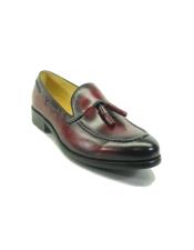  Mens Slip On Leather Loafers by Carrucci - Burgundy