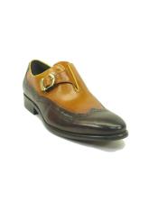  Mens Monk Strap Leather Wingtip Loafers by Carrucci -
