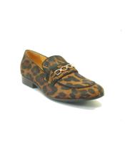  Mens Slip On Leather Loafers by Carrucci - Cheetah