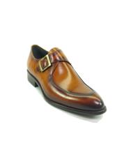  Mens Monk Strap Leather Moc Toe Loafers by Carrucci