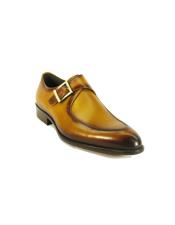  Mens Monk Strap Leather Moc Toe Loafers by Carrucci