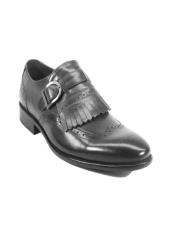 Mens Monk Strap Leather Loafers by Carrucci - Grey