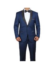  Shawl lapel James Bond Midnight Blue Two Piece wool