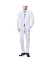  #SK101 Mens White Notch Lapel Solid Pattern Classic Fit