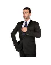  Verno Mens Black Single Breasted Shawl Lapel Solid Pattern