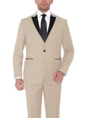  mens Single Breasted Suit Beige One