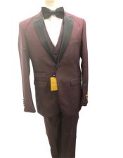  mens Burgundy Single Breasted Two Button