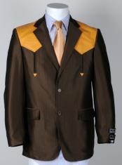 Mens Western Cowboy Suit Traje Vaquero Polyester Suit Set Brown ~ Mango 