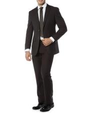  Mens Single Breasted Notch Label Slim Fit Suit Black