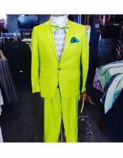  Mens Neon Yellow One Button Single