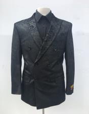  Mens Double Breasted Black Blazer