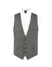  Black and Grey Vest Regular Fit 100% Wool Low