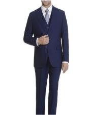  Caravelli Solid Cobalt Vested Slim Suit