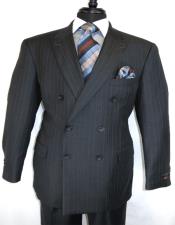  Mens Double Breasted Suit Charcoal ~