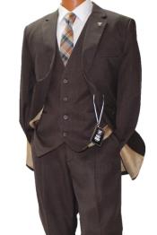  Brown Vested Classic Fit Suit