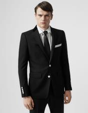  Black Wool Suit With White Buttons