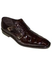  Mens Brown Leather Lining Alligator Shoes
