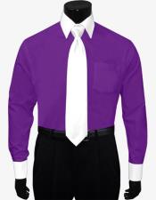  Purple Dress Shirt White Tie