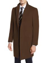 MensBrownNotchLapelFourButtonCuffsWoolCarCoat