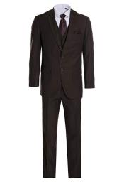  Brown Pinstripe 2 Button Vested Suit