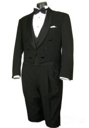  One Button Black Tailcoat Full Dress Tuxedo