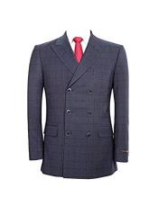  Navy 6 Buttons Stretch Armhole Windowpane
