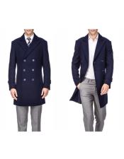  Mens Navy Double Breasted Wool Peacoat
