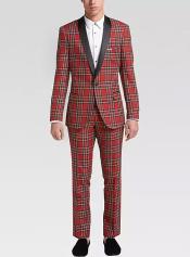 Shawl Lapel Suit Red